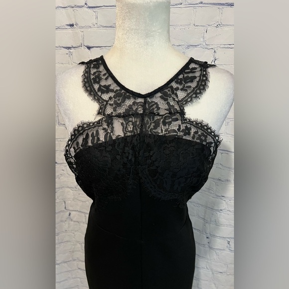GUESS BLACK LACE V-BACK MIDI DRESS SIZE Large - Picture 3 of 12